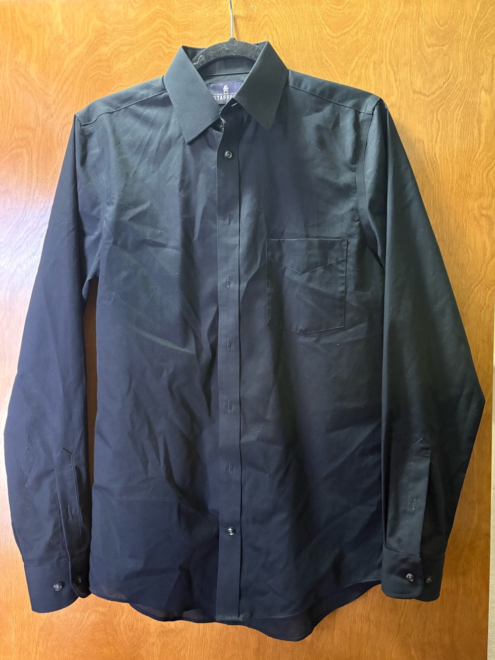Stafford Black Long-Sleeve Dress Shirt
